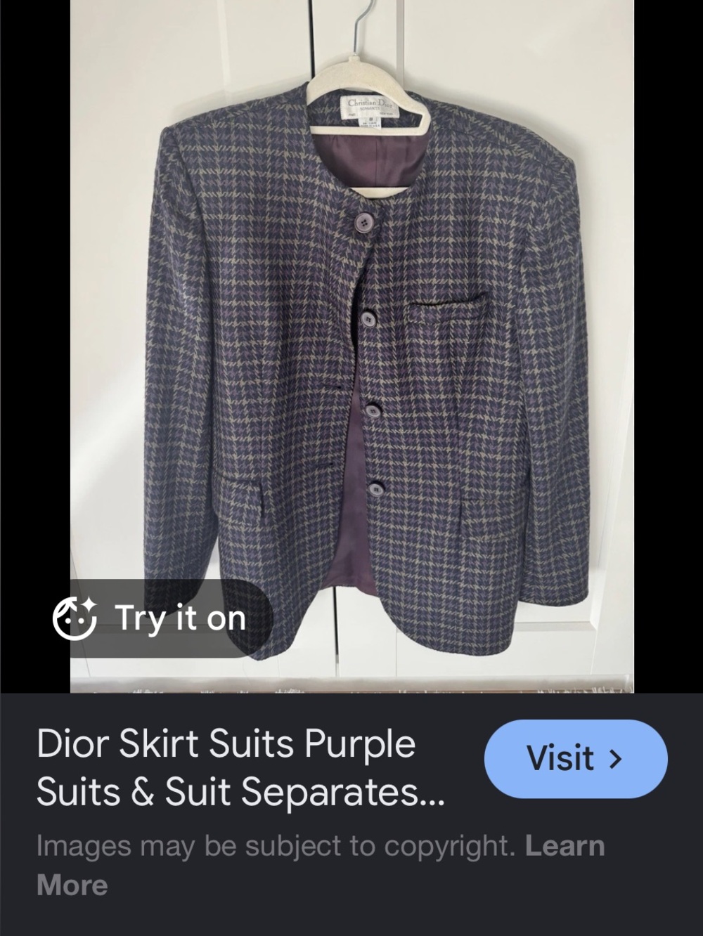 Vintage Dior Plaid Skirt Set - Black and Blue - Picture 7 of 8